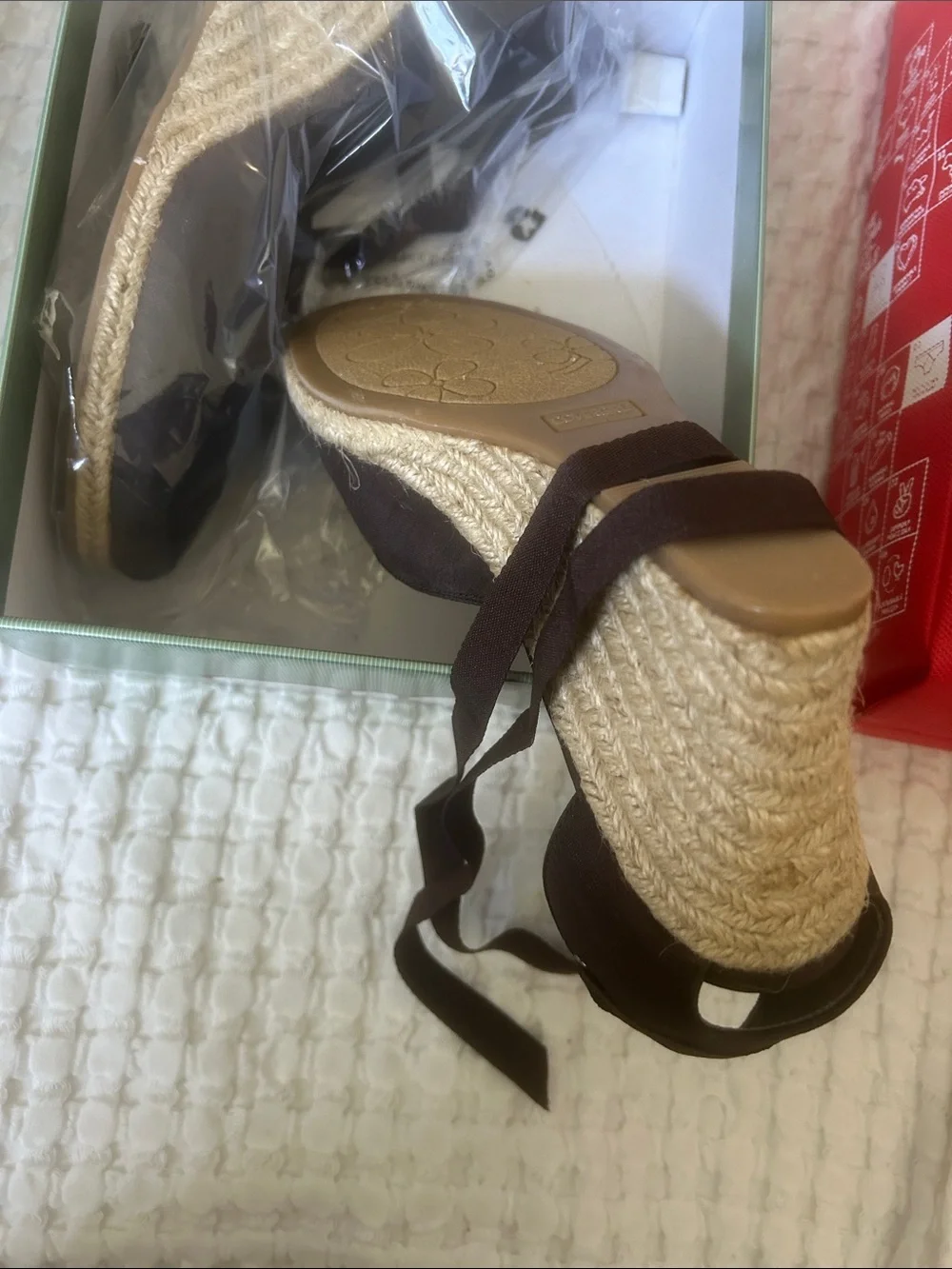 Brown espadrilles with ankle tie